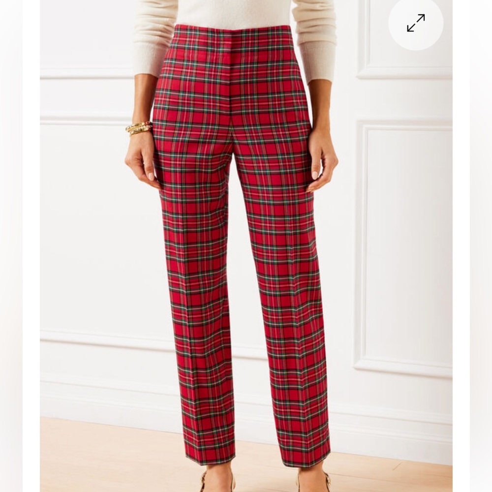 Talbots TAPERED ANKLE PANTS - APPLE CIDER PLAID  Size 10P